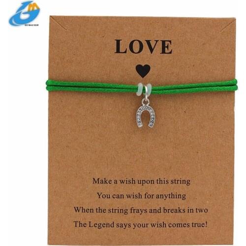 DGW Horseshoe with CZ Charms Bracelets String Bracel Bracelets Adjustable Handmade Jewelry Women Men Lovers Friendship Metal