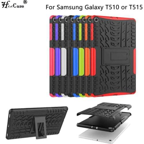 For Samsung GALAXY Tab A 10.1 2019 case SM- T510 T515 Armor case Tablet Silicone TPU+PC Shockproof Stand Cover for T510+pen+Film