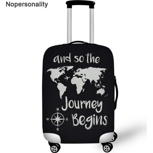 Nopersonality Black Map Pattern Suitcase Cover 18''-32'' Travel Luggage Protective Dust Covers Waterproof Luggage Case Cover