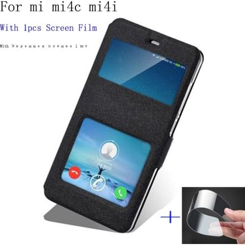 View window phone case For Xiaomi mi 4C M4C cover Skin Flip case PU Leather Case For Xiaomi mi4C mi4i back cover shell capas