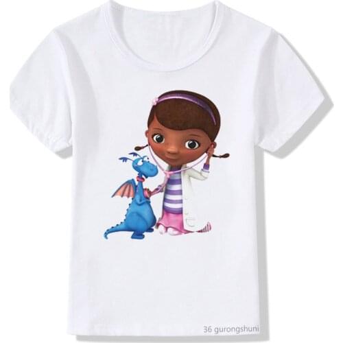 Kids T-shirt Doc McStuffins Clinic Girls Cartoon Print Summer Tops Baby T Shirt New Fashion Toddler Casual Children Clothing
