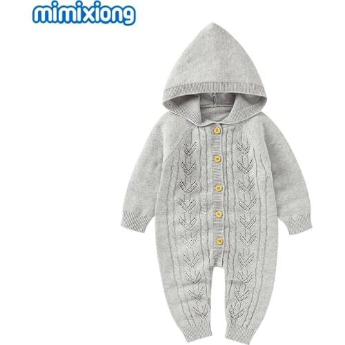 Baby Rompers Knitted Newborn Infant Boys Girls Sweaters Jumpsuits with Hood Autumn Winter Warm Children Toddler Outfits Clothing