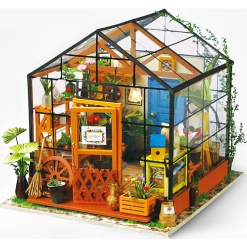 DIY House Miniature with Furniture LED Model Building Blocks Toys for Children Casa De Boneca Chinese Folk Architecture DG102
