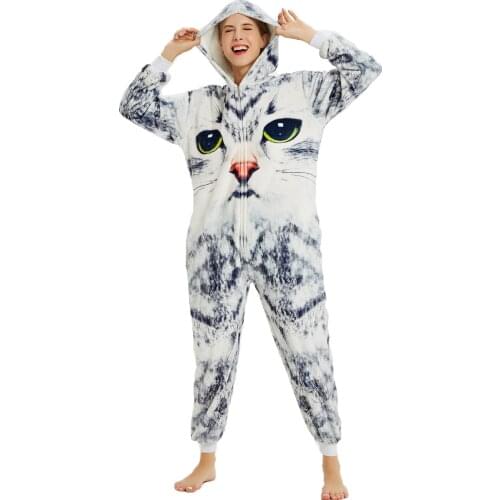 Unicorn Cat Onesies Adults Animal Stitch Totoro Onesie Women Men Couple 2020 Winter Pajamas Suit Sleepwear Costumes