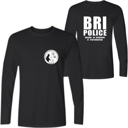 France French Special Elite Police Forces Unit GIGN Raid BRI printed t shirt tshirt Mens Cotton long Sleeve t-shirt tops clothes