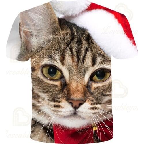 Summer Slim Clothes Casual Women Tee Hip Hop O-Neck Short Sleeve Streetwear Cute 3D Cat Print T Shirt Cute Animal T-shirt