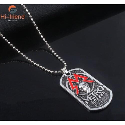 Game Metro Exodus 2033 Necklace Dog Tag Skull High Quality Metal Pendant Necklace Cosplay Props Women Men Leisure Jewelry Gift