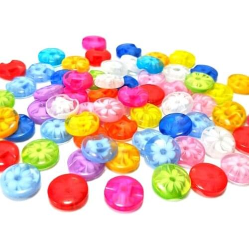 HL 100Pcs Transparent 12mm child sew-on buttons resin buckle candy beautiful multicolour button accessories baby diy