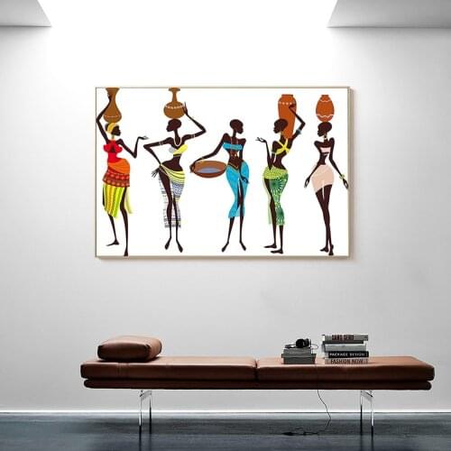 African Traditional Black Woman Oil Painting on Canvas Cuadros Posters and Prints Scandinavian Wall Art Picture Home Decor