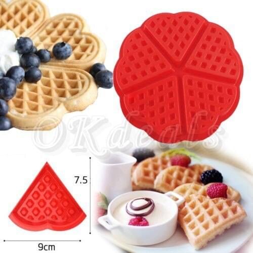 Kitchen DIY 1 X Heart-shaped Waffles Mold 5-Cavity Bundt Oven Muffins Cake Pan Silicone Mold Baking Mould Tools A755