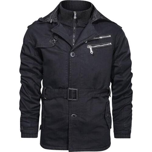 New Autumn Winter Cotton Jacket Men Double Collar Military Coat Safari Style Thick Jacket Men Clothing Windproof Jackets & Coats