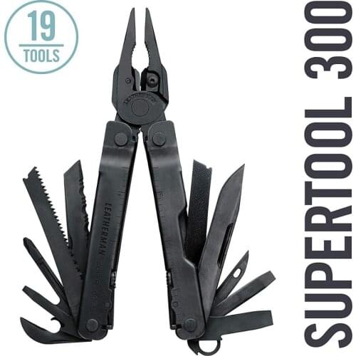 LEATHERMAN - Super Tool 300 Multitool with Premium Replaceable Wire Cutters and Saw, Black/Silver with MOLLE Sheath