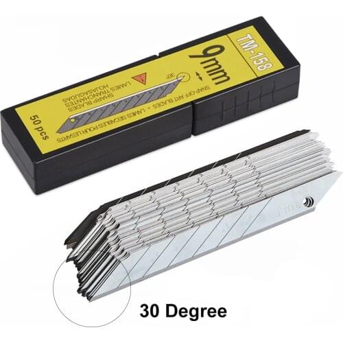 FOSHIO 50pcs Art Knife Spare Snap Off Blades 30 Degree Vinyl Wrap Film Cut Carbon Steel Blade Car Stickers Decals Cutting Tool