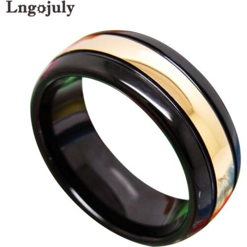 Fashion Tungsten Carbide Rings For MenBands Engagement Wedding Tungsten Gold Plating Ring For Male 8MM Jewelry Accessoeries Gift