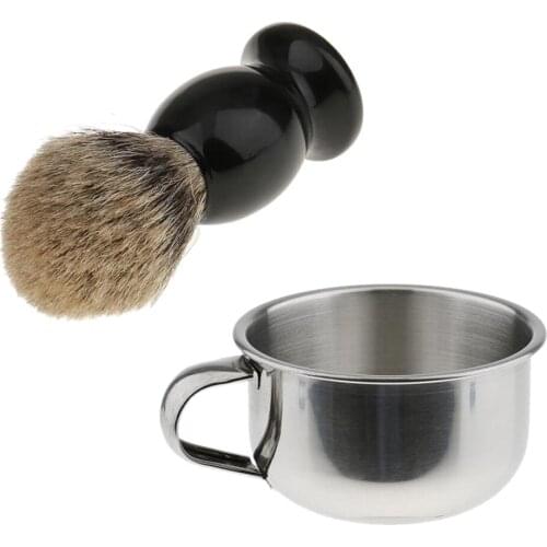 Barber Shaving Set, Men Shaving Brush and Mug Bowl, Facial Beard Cleaning Soap Application, Face Care Tools