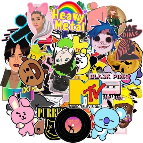 50 Pcs/Set Rock Music Style Stickers Graffiti Cool Waterproof Decals For Motorcycle Notebook Laptop Luggage Bicycle Skateboard