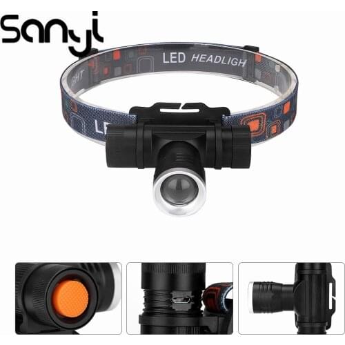 2000Lumens Working Lamp XM-L T6 LED Headlamp USB Rechargeable Waterproof 3 Modes Headlight Torch Camping Light Telescopic Zoom