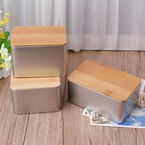 Stackable Storage Box with Bamboo Lid Iron Delicate Lightweight Storage Case Table Storage Boxes Organization