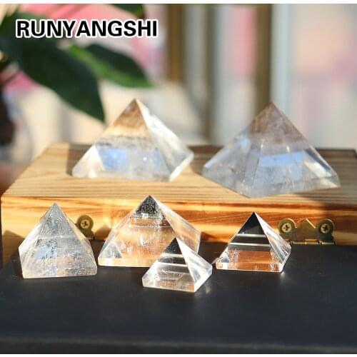 Runyangshi Natural Transparent Quartz Crystal Pyramid Clear Reiki Healing Natural white crystal Pyramid raw stone polishing BB03