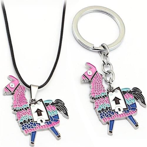 Creative New Game Necklace Alpaca Treasure Box Painted Oil Color Pendant Necklace Keychain Gifts for Boyfriend Wholesale