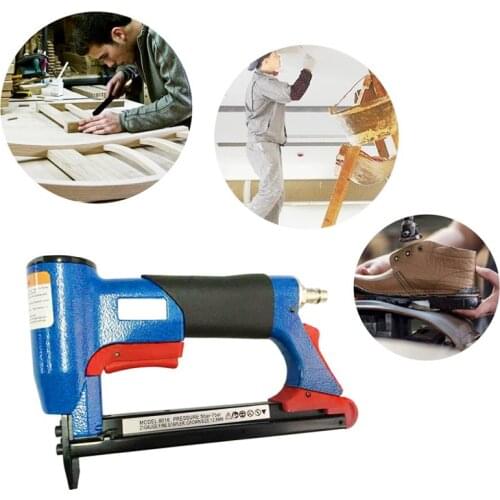 Promotion--1/2 Inch Pneumatic Air Stapler Nailer Fine Stapler Tool For Furniture Blue Nailer Tool 4-16Mm Woodworking Pneumatic A