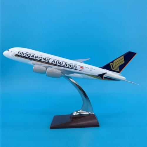 45cm airplane model toys Airbus A380 Singapore Airline aircraft 1/133 scale plastic alloy plane with base F display collective