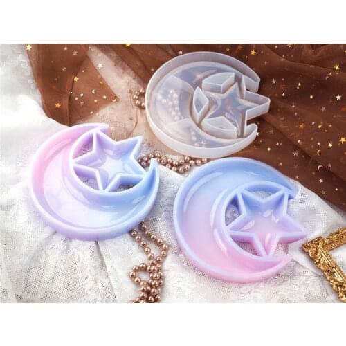 DIY Crystal Silicone Mold Resin Star Moon Plate Dish Containing Box Jewelry Storage Mirror Epoxy Resin Mould