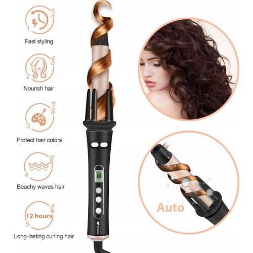 Curling Iron Automatic Hair Curling Wand Hair Curler Ocaliss Auto Wavy Curling iron 1-inch 30s Instant Ceramic Heat Wand and LCD
