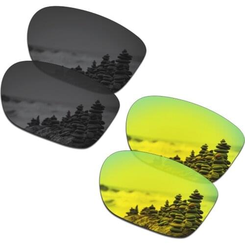 SmartVLT 2 Pairs Polarized Sunglasses Replacement Lenses for Oakley Crossrange Stealth Black and 24K Gold