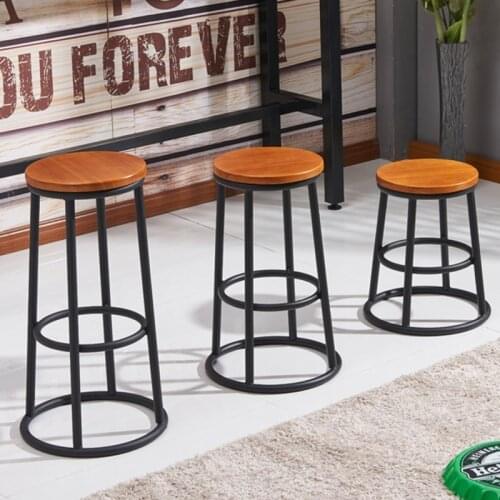 Modern and simple black solid wood bar stools super load-bearing high stools for household use