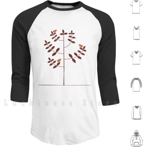 Birds On Tree Hoodies Long Sleeve Sweet Cartoon Style Symbol Silhouette Spring Beauty Abstract Beautiful