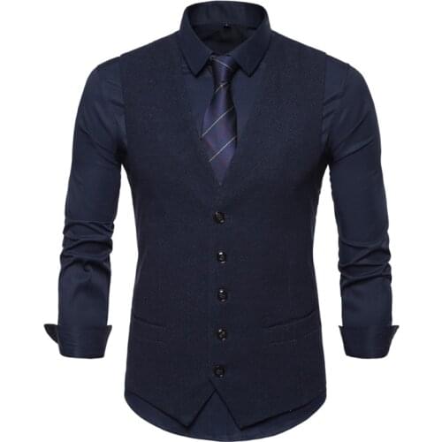 Eu Size 2021 Spring Autumn Smart Casual V-neck Waistcoat for Men