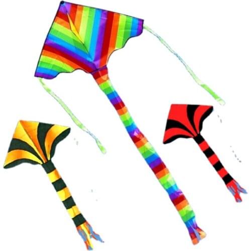 Kite Rainbow Triangle Kite Long Tail Color Stripe Triangle Kite Rainbow Stripe Kite Adult Children