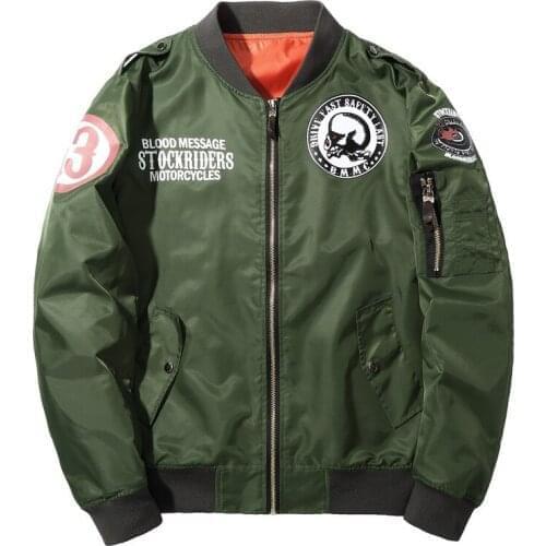 YuWaiJiaRen Fashion Bomber Jakcet Men Pilot Air Force Army ma 1 jackets Skull Print Letter Pattern Stitching Coats
