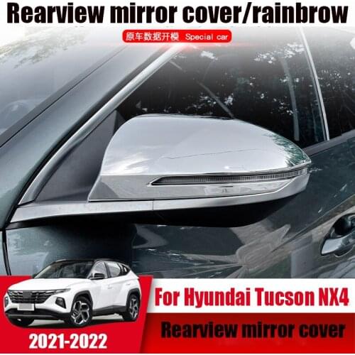 Rearview mirror protective shell chrome-plated carbon fiber decorative horn cover exterior ABS for Hyundai tucson 2021 2022