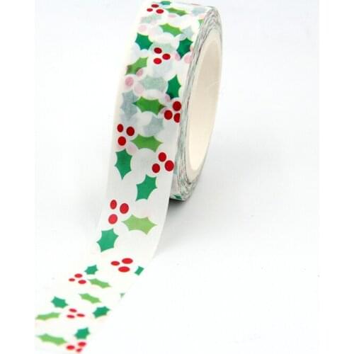 1PC 15mm*10m Kawaii Christmas Green Polygon with Red Dot Washi Tapes for Scrapbooking Stickers Adhesive Masking Tapes Stationery