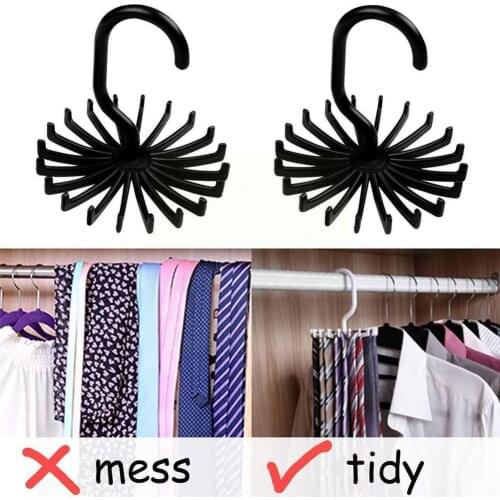 1pc Plastic Portable Tie Rack For Closets Rotating For Men Women Holder Belt Hook Scarves Clothing Storage Ties Hanger F8V1