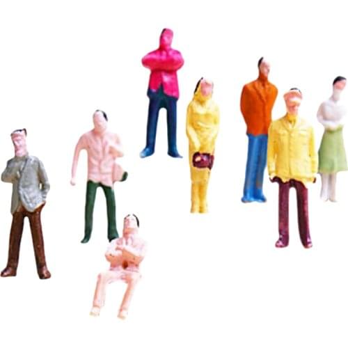 100pcs Painted Model Train Railroad Park Scenery Layout People Action Figures Scale TT (1 to 100)