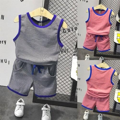 Toddler Boys 2pcs Casual Striped Sleeveless Vest Shorts Kids Clothing 2 3 4 5 6 Years Baby Boy Sets Children Suits 2020 Summer