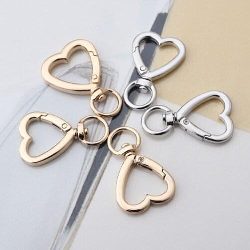 30PC Heart Spring Gate Rings Openable Keychain Leather Bag Belt Strap Dog Chain Buckles Snap Closure Clip Trigger DIY Accessorie