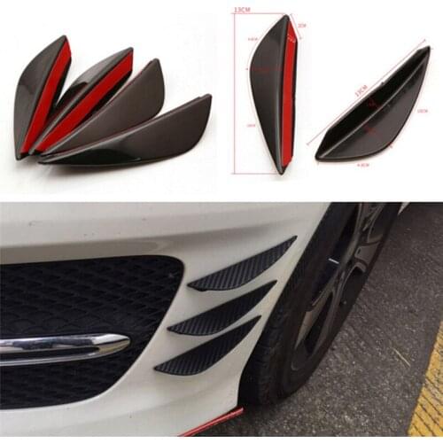 4PCS Bumper spoiler Universal Front Bumper Lip Splitter Fins Body Spoiler Canard Valence Chin Baffle Plate