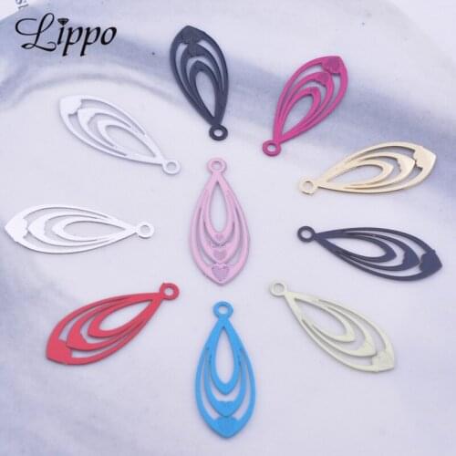 50pcs AC7308 7.5*19.5mm Brass Small Water Drop Charms DIY Earring Pendant Hanging Jewelry Decoration