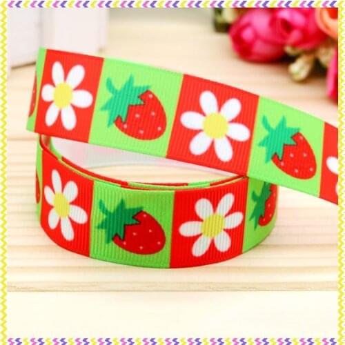 7/8'' Free shipping strawberry printed grosgrain ribbon hairbow headwear party decoration diy wholesale OEM 22mm P4390