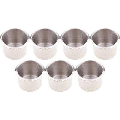 7PC Stainless Steel Recessed Cup Drink Holder Marine Boat RV Camper 68x55mm