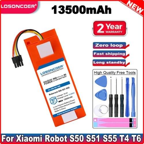 Robotic Vacuum cleaner S50 S51 S55 T4 T6 Battery For Xiaomi Robot Roborock S50 S51 S55 T4 T6 Mijia Gen 1st Accessory Spare Parts