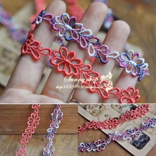Free shipping 1.8cm watermelon red multicolour water-soluble lace decoration10meter