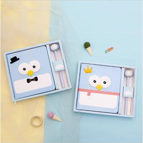 Cute Penguin Notebook Plaid Paper Diary School PU Cover Kawaii Notebook Paper Agenda Schedule Planner Sketchbook Gift for kids