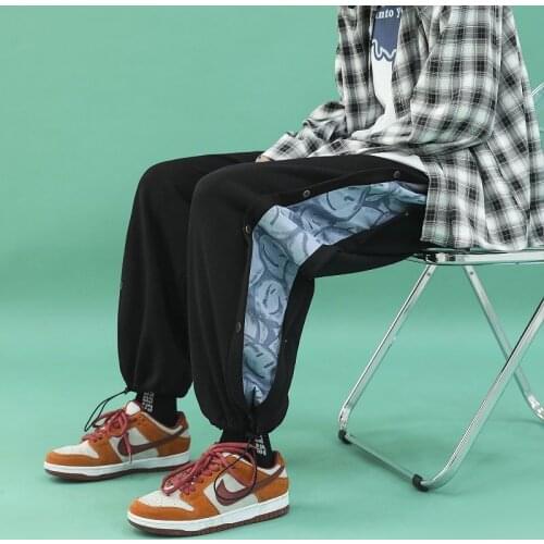 New Hip Hop Style Men Casual Pants Fashion Loose Drawstring Sweatpants Cartoon Color Matching Men Trousers