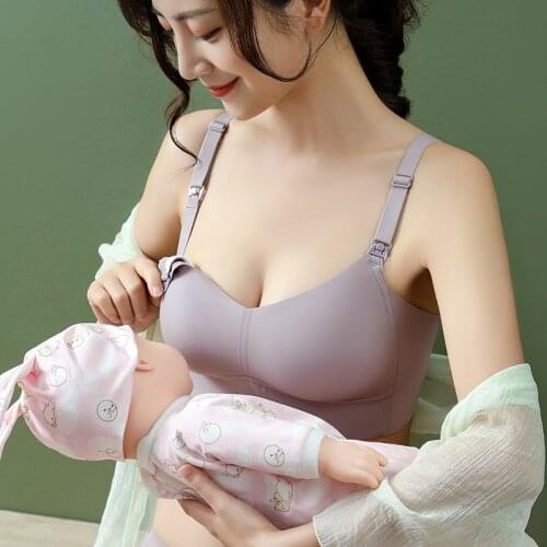 Mulberry Silk Nursing Bra Rimless Pregnancy Clothes Buckle Up Maternity Clothes Maternity Underwear Breastfeeding Womens Bra