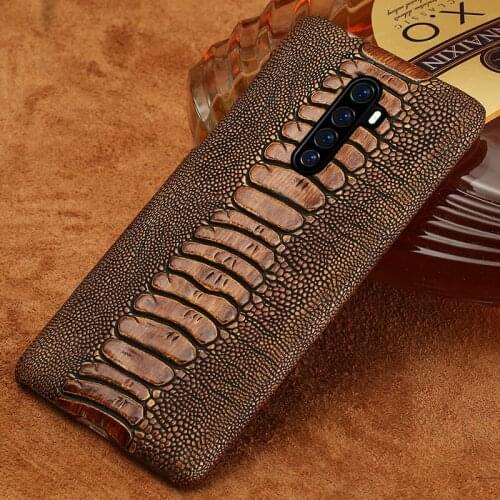 Genuine Leather Ostrich Grain Case for Realme 7 Pro X50 X2 X7 Pro C3 X XT GT 5 6 8 Pro Cover For OPPO A9 Reno 5 4 2 Find X2 X3